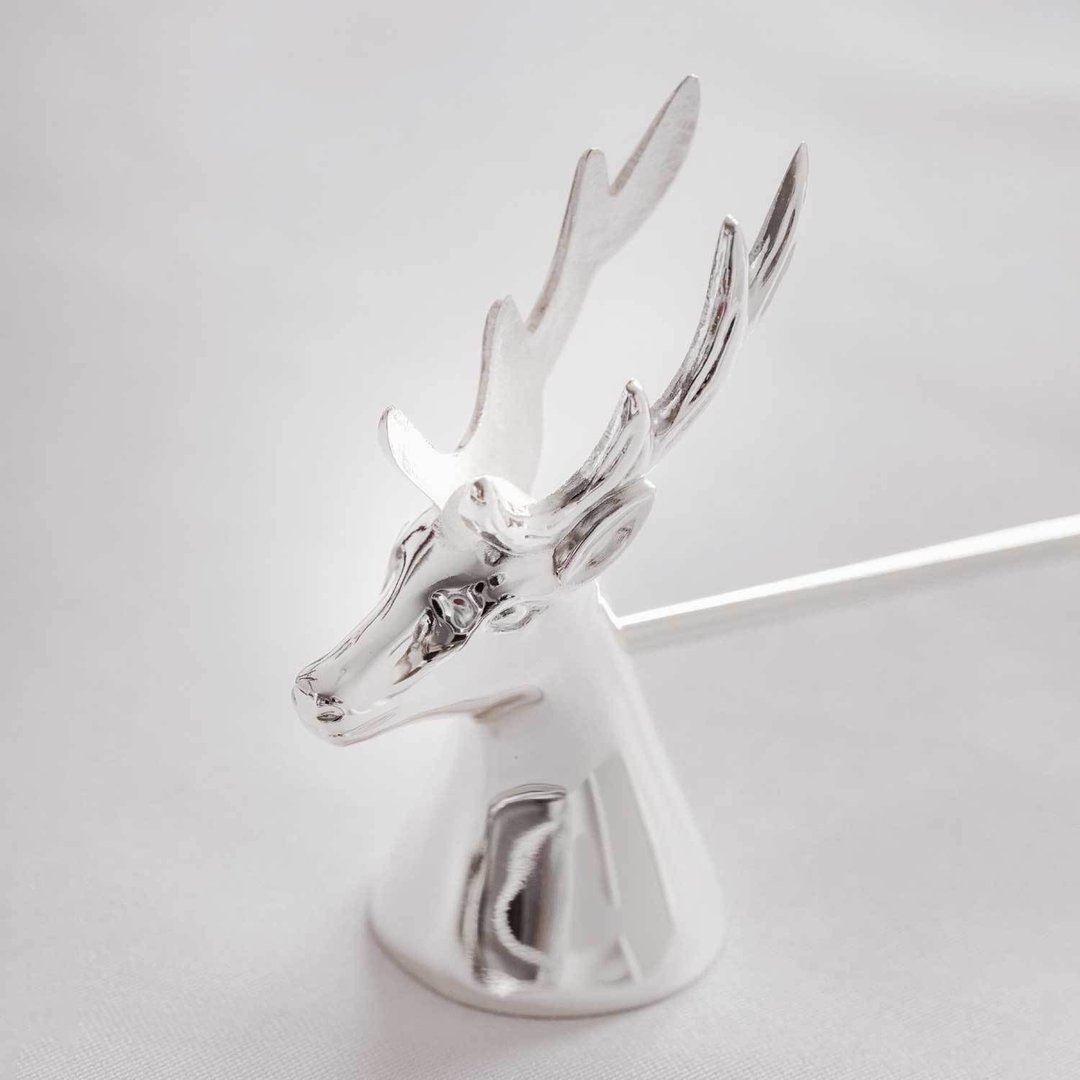 Silver Deer Stag Reindeer Head Candle Snuffer 