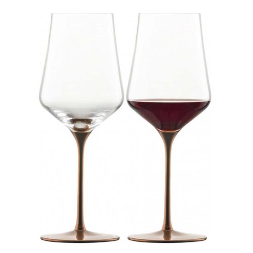 2 KAYA copper red wine crystal glasses