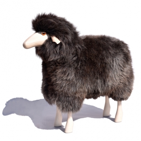 Life size sheep grey-brown fur