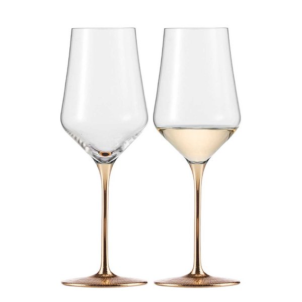 2 RAVI Gold white wine glasses in gift box