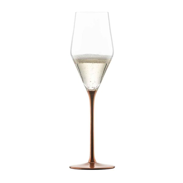 KAYA Kupfer Champagner Kristallglas mit Moussierpunkt