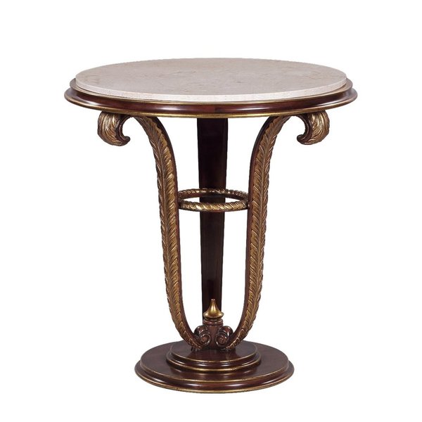 PLUME side table round with cream marble