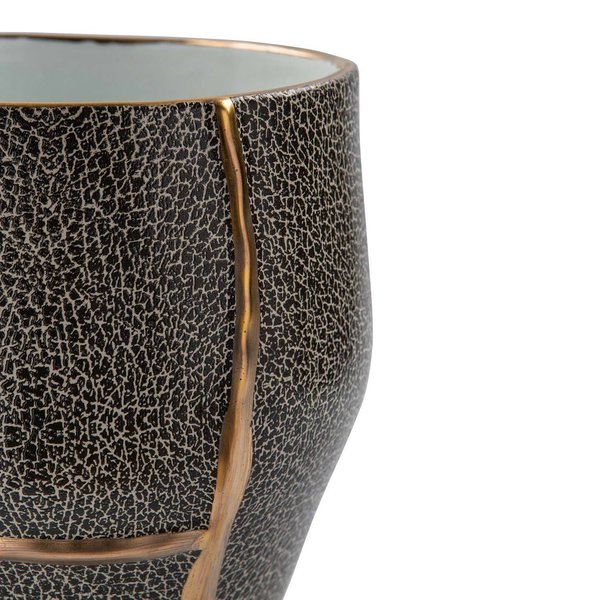 FAVORA Vase Übertopf Porzellan schwarz-gold
