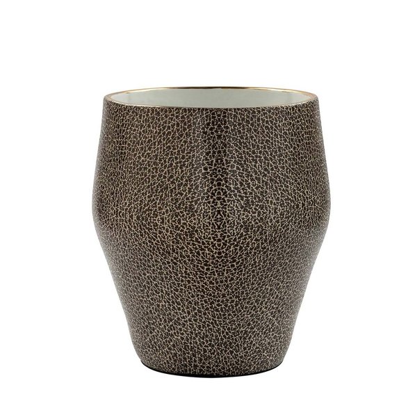 FAVORA Vase Übertopf Porzellan schwarz-gold