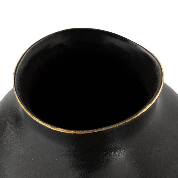 KALEA Vase Keramik schwarz mit Goldrand