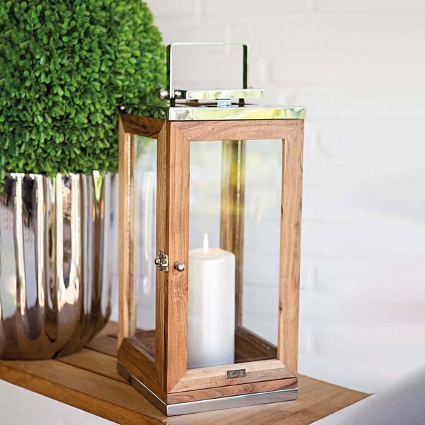 TOLEDO lantern acacia wood with stainless steel