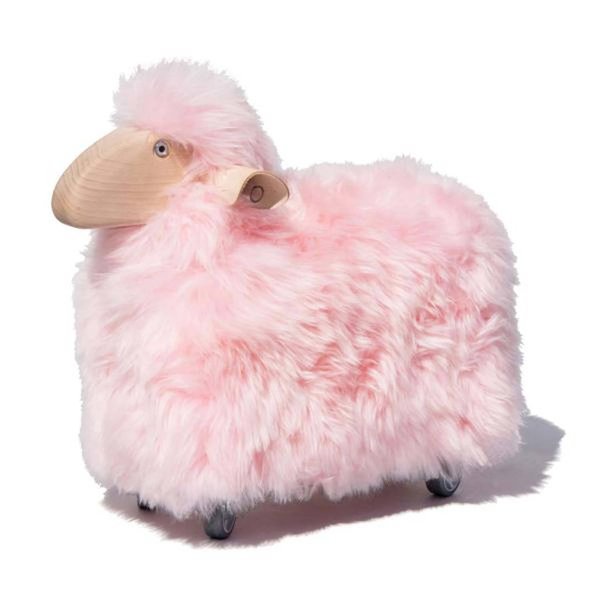 Schaf auf Rollen rosa Fell