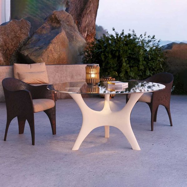 KOSMOS dining table with glass top matt white